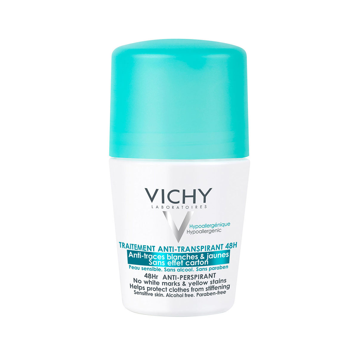 Vichy Antitranspirante 48H Antimanchas Blancas y Amarillas Roll-On 50 ml